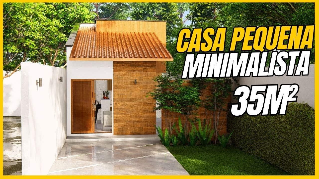Projeto de Casa Pequena Minimalista com 35m² e  UM Quarto