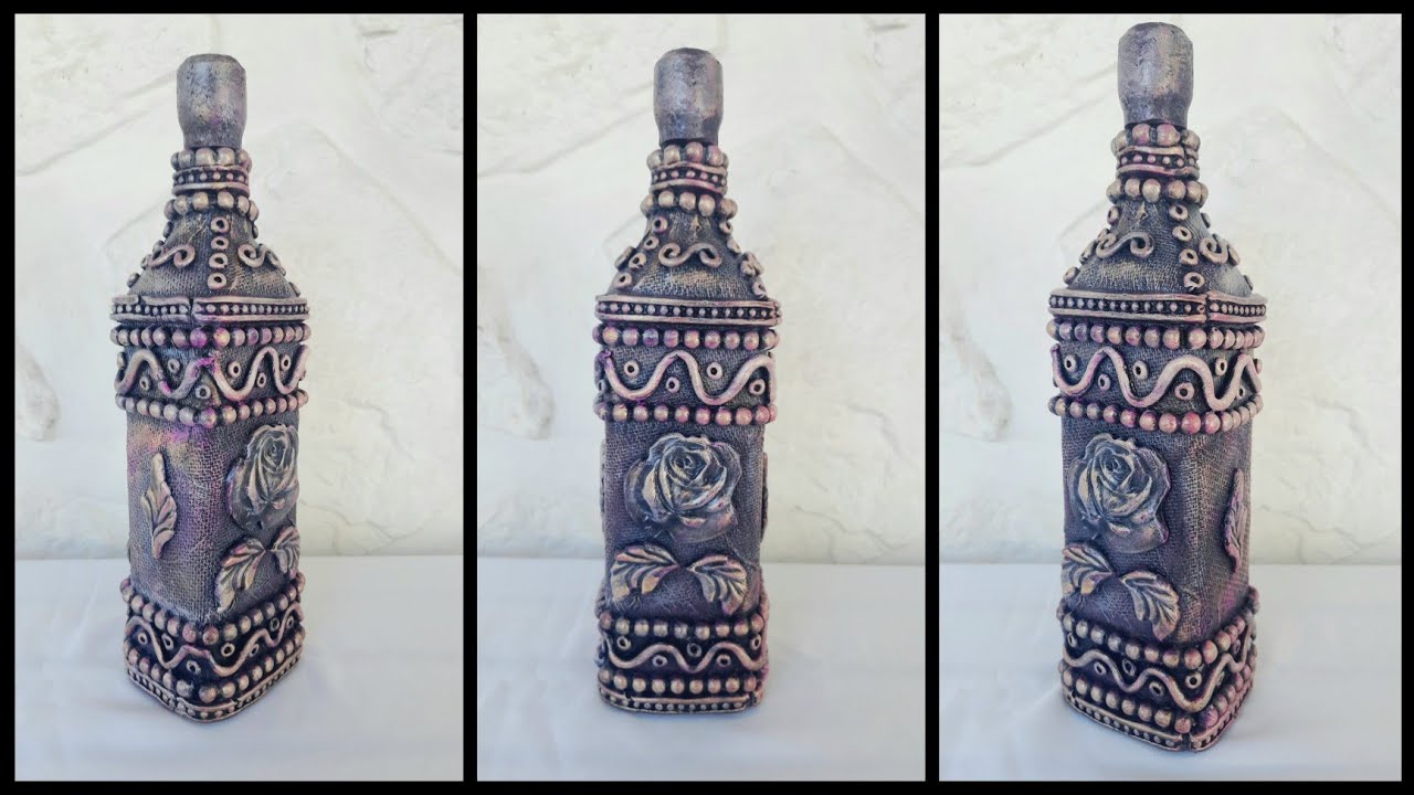 COMO DECORAR UNA BOTELLA DE VIDRIO CON PORCELANA FRÍA | bottle decor