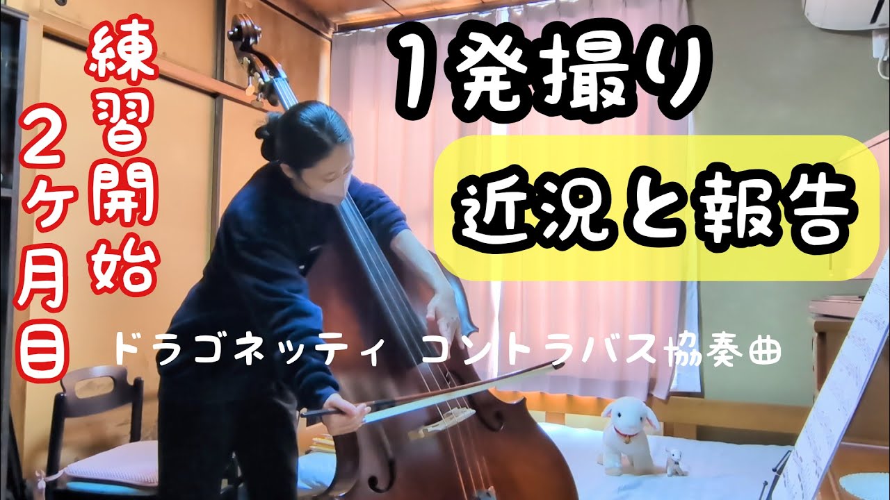 【うつ病回復中】㊿今後について「うつ病・社会復帰・youtubeの近況報告」　微妙な演奏にのせて　ドラゴネッティコントラバス協奏曲１楽章　練習開始2ヵ月目　double bass　Kontrabass
