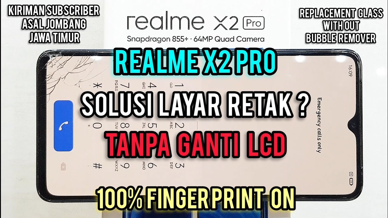 REALME X2 PRO LAYAR RETAK SOLUSI TANPA GANTI LCD || CARA GANTI GLASS REALME X2 PRO 100% FINGER AKTIF