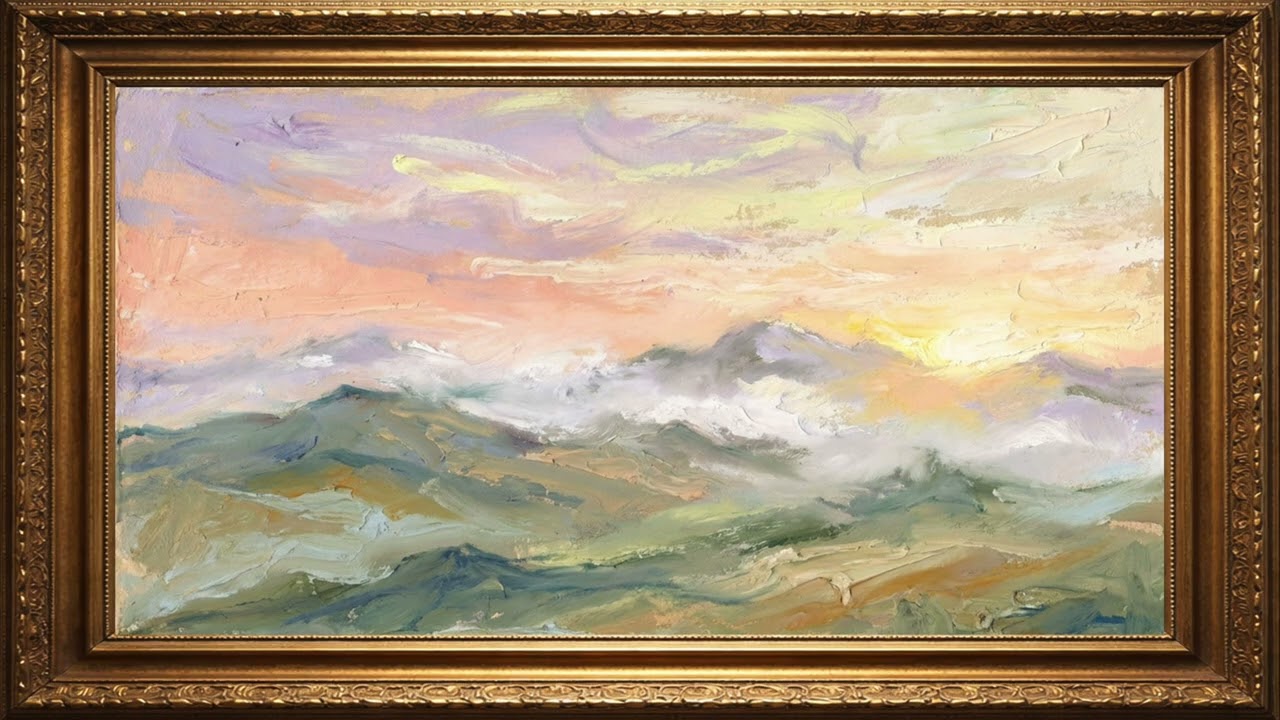 Whispering Pastel Peaks | 4K Serene Mountain Frame TV Art Display
