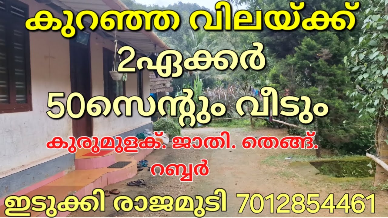 കുറഞ്ഞ വിലയ്ക്ക് 2ഏക്കർ 50സെന്റും വീടും. ജാതി കുരുമുളക് തെങ്ങ് റബ്ബർ .വഴി വെള്ളം ഇടുക്കി രാജമുടി 👇👇👇