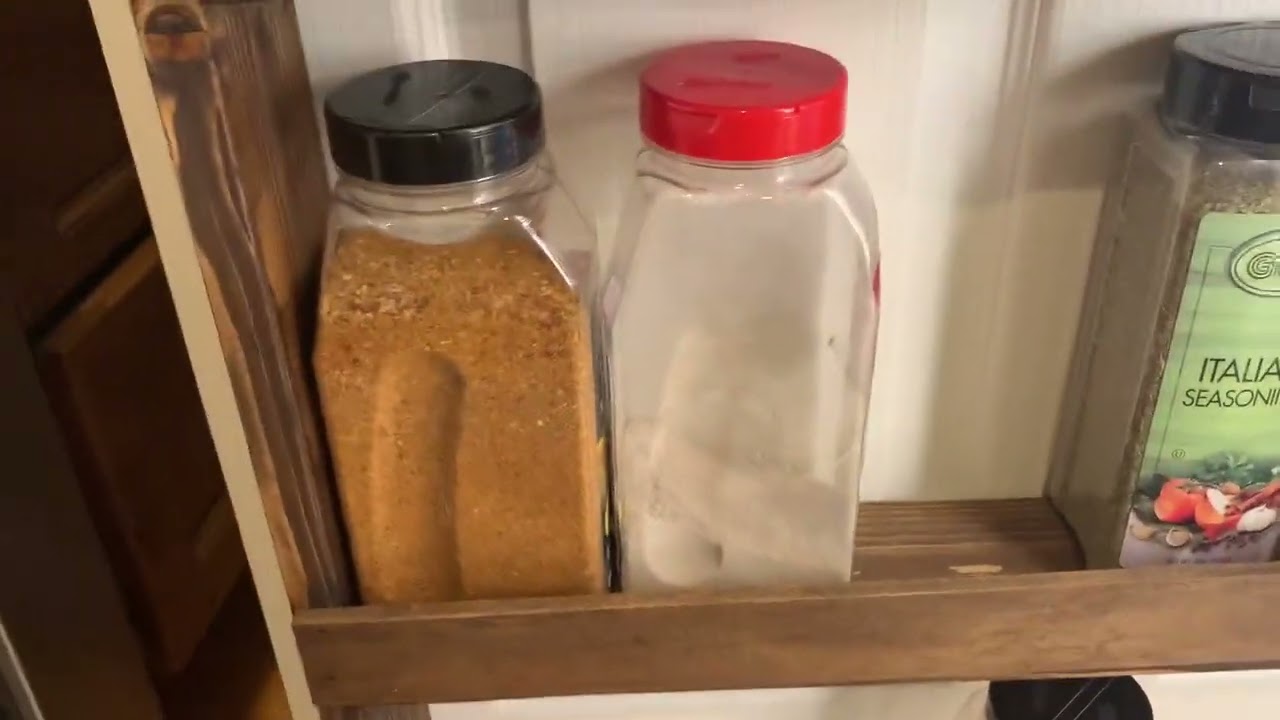 New Pantry Shelves and Pantry Door Spice Rack