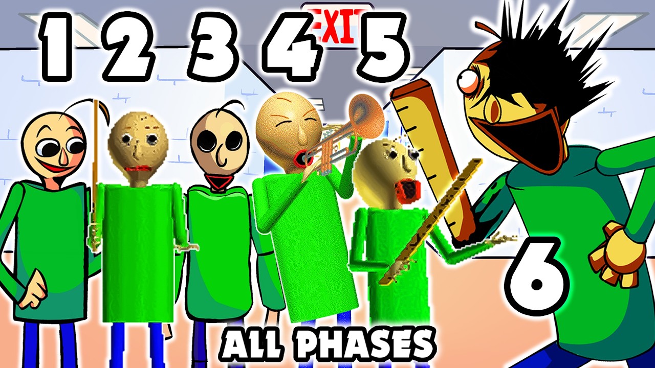 Baldi ALL PHASES | Friday Night Funkin' Vs Baldi's Basics Madness V2 / Aethos / Anemaniac (FNF Mod)
