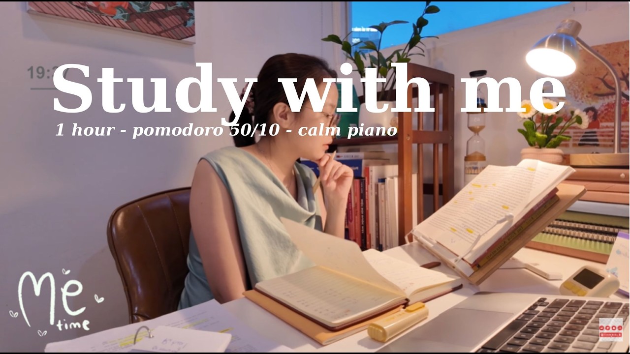 🎧1HR STUDY WITH MEㅣCalm piano Ver.ㅣpomodoro, with alarm and timer