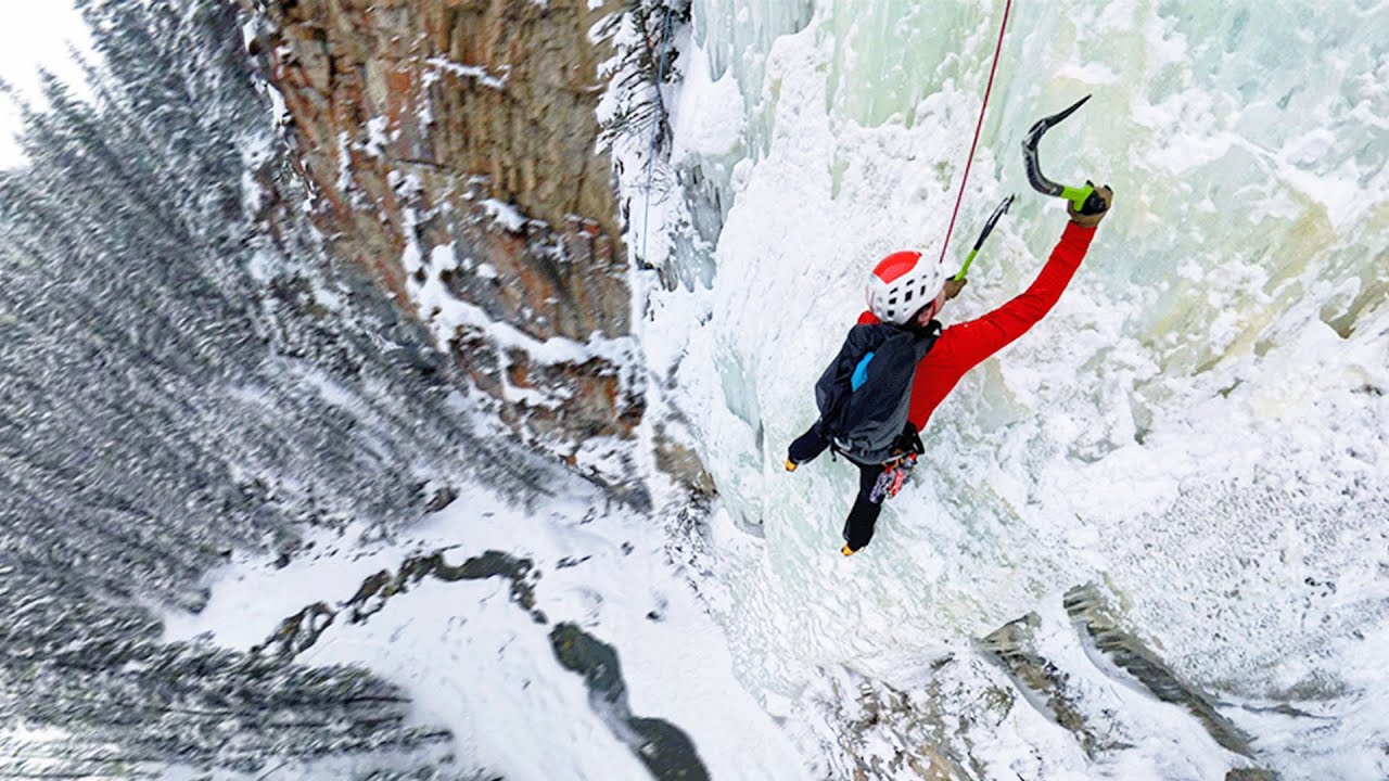 Climbing a MASSIVE Frozen Waterfall ('WD40' - WI4)
