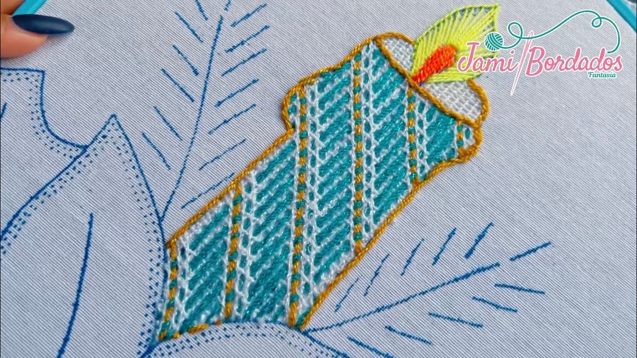 299. Bordado Fantasía Vela 4 / Hand Embroidery Candle 🕯 with Fantasy Stitch