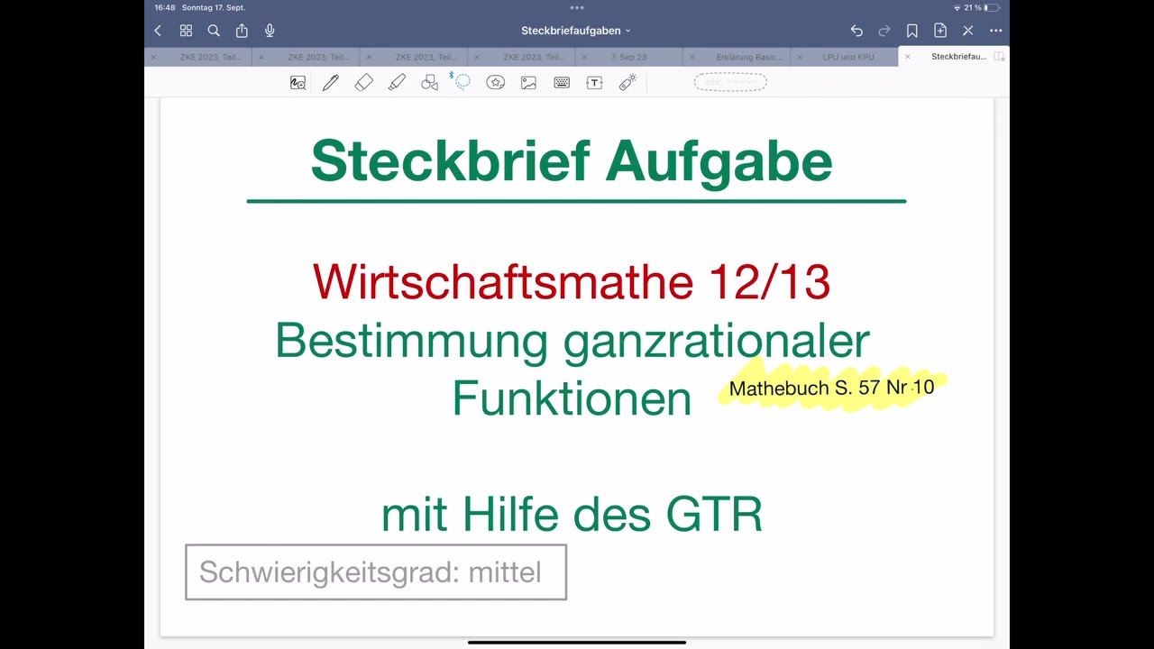 Steckbriefaufgabe ganzrationale Kostenfunktion 3. Grades, Wirtschaftsmathematik