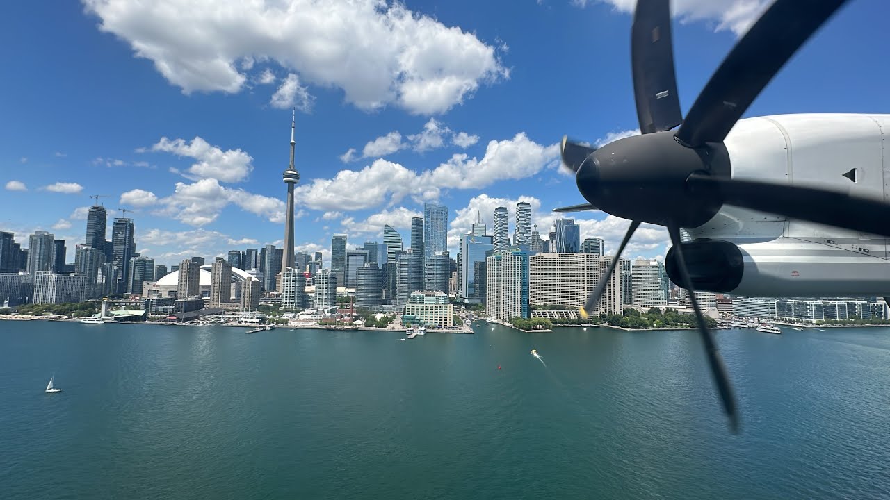 Incredible Landing in Downtown Toronto - Porter Q400 at Billy Bishop Airport