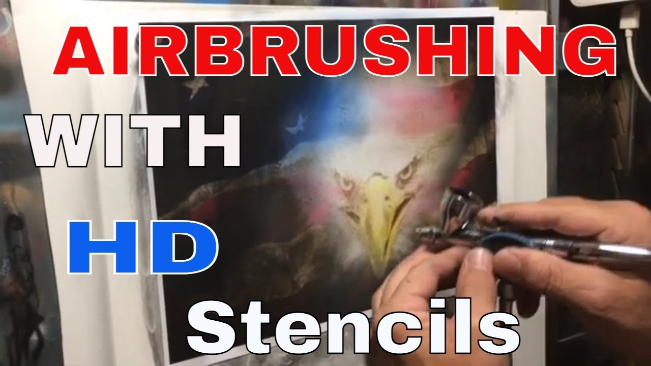 How to use custom HD stencils. Airbrushing an easy eagle and flag and showing the custom logo!