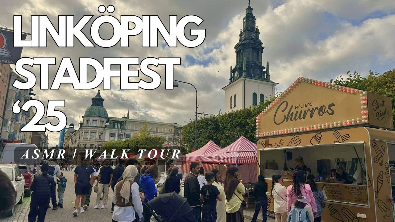 ASMR City Walk in Link&ouml;ping | Stadfest Food Market & Festival Vibes