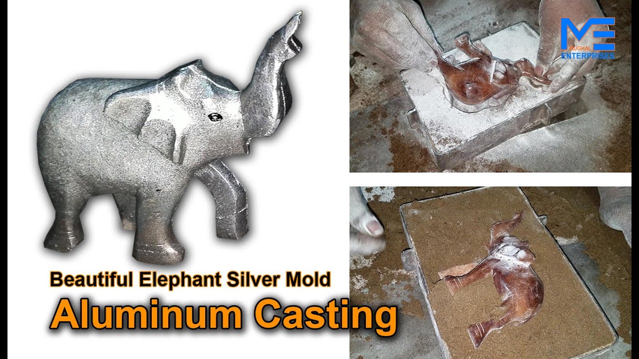 Aluminum Casting Elephant, Aluminium Elephant Mold Cast, DIY, Animal Casting, Elephant Silver Cast,