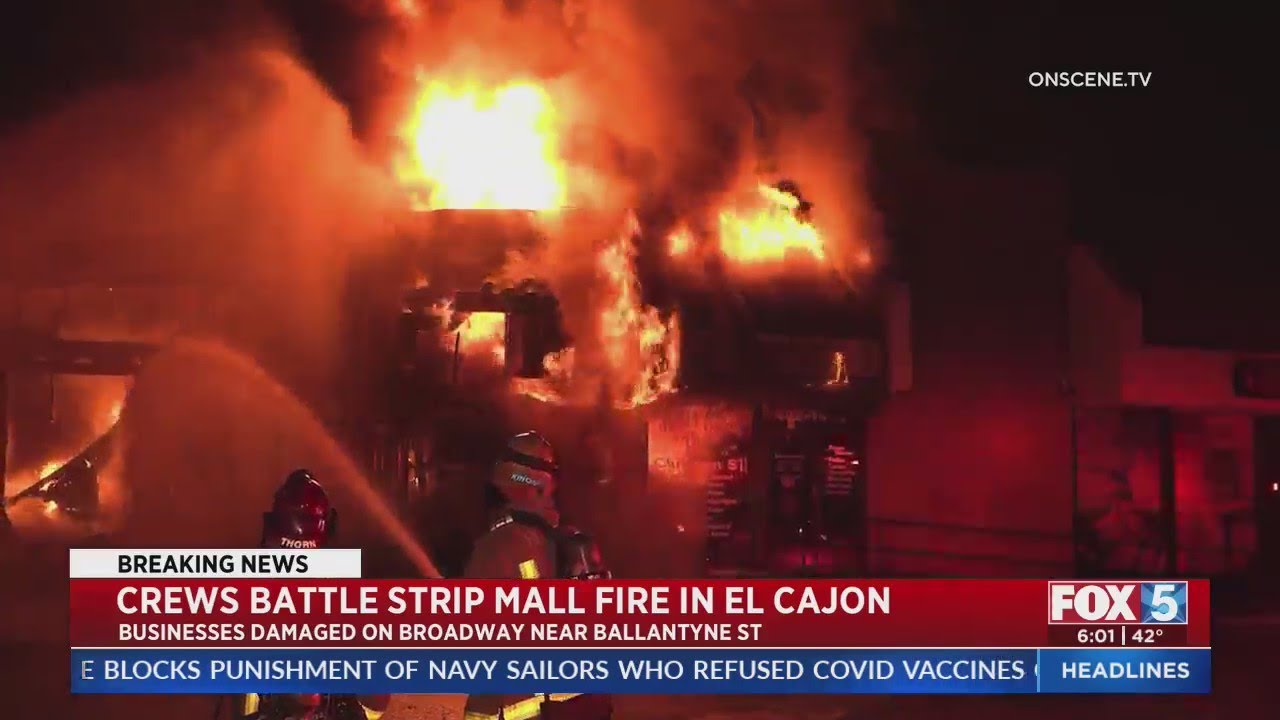 Crews Battle Strip Mall Fire In El Cajon