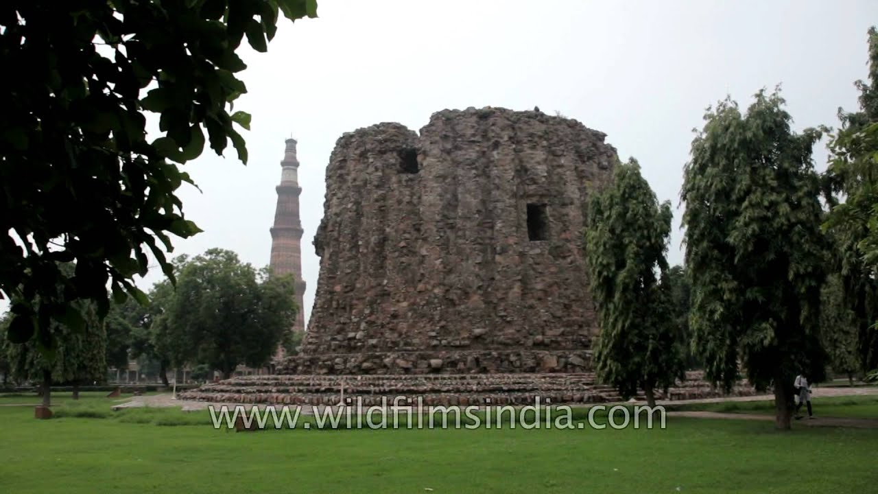 Ruins of the incomplete Alai minar in Qutub complex