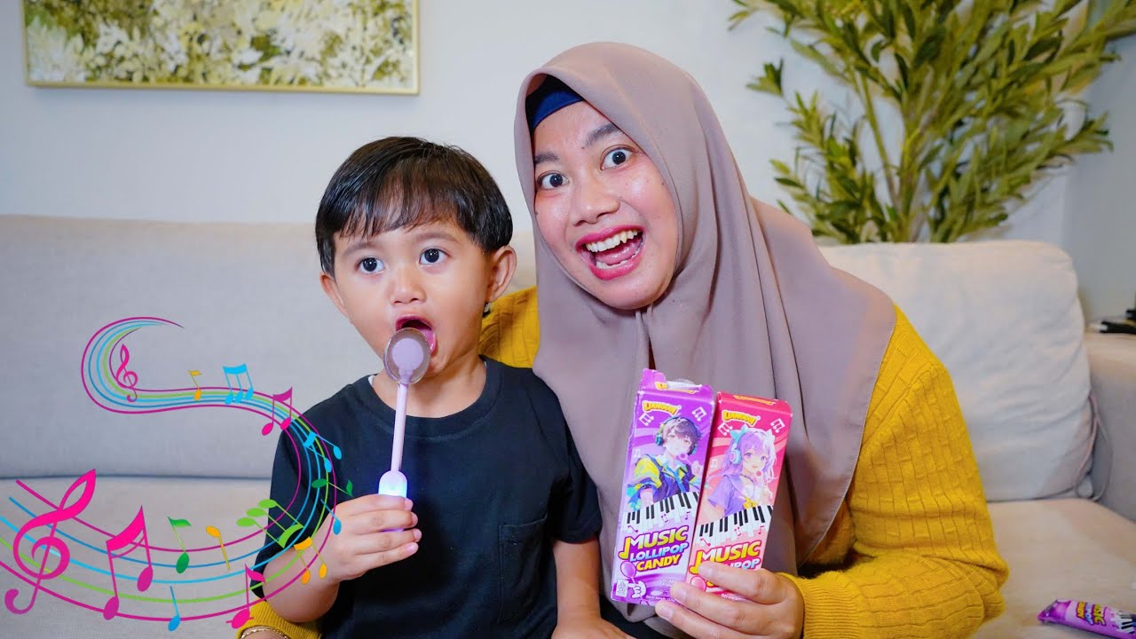 AZAM MAKAN PERMEN MUSIK 🍭 LAGU BALON KU ADA 5 