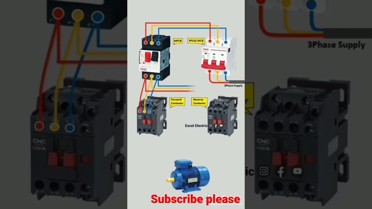 3pole MCB three phase motor connection