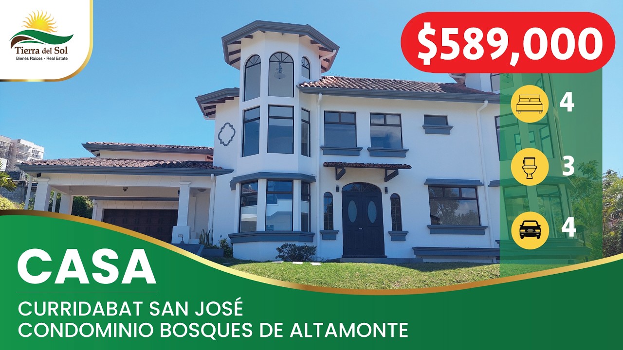 Casa de 4 habitaciones a la venta en el lujoso condominio Bosques de Altamonte en Curridabat.