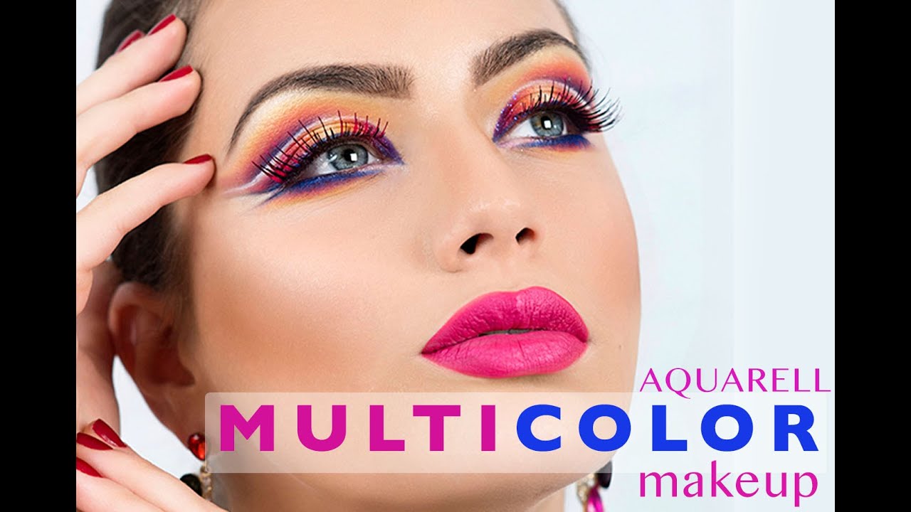 TUTORIAL | 3D MULTICOLOUR MAKEUP | AQUARELL TECHNIQUE | by Emese Backai freelance makeup trainer