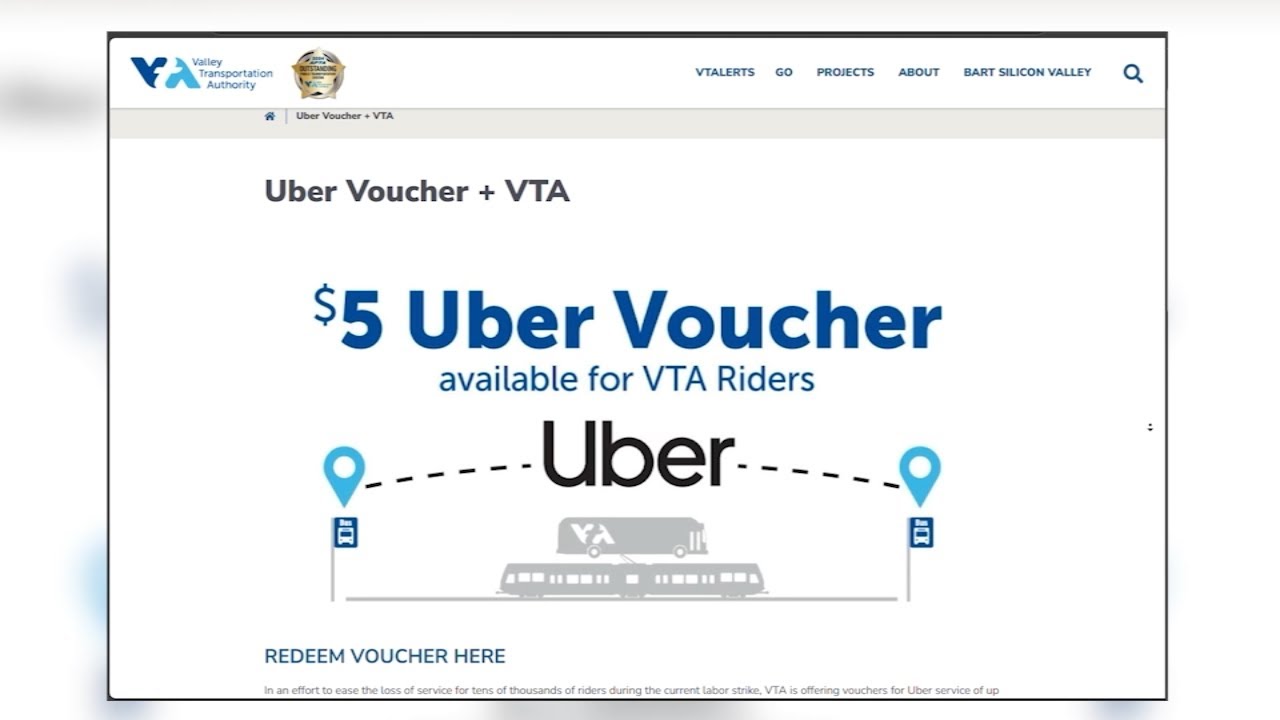 VTA offers $5 Uber vouchers for commuters as strike continues into week 3: Here's how it works