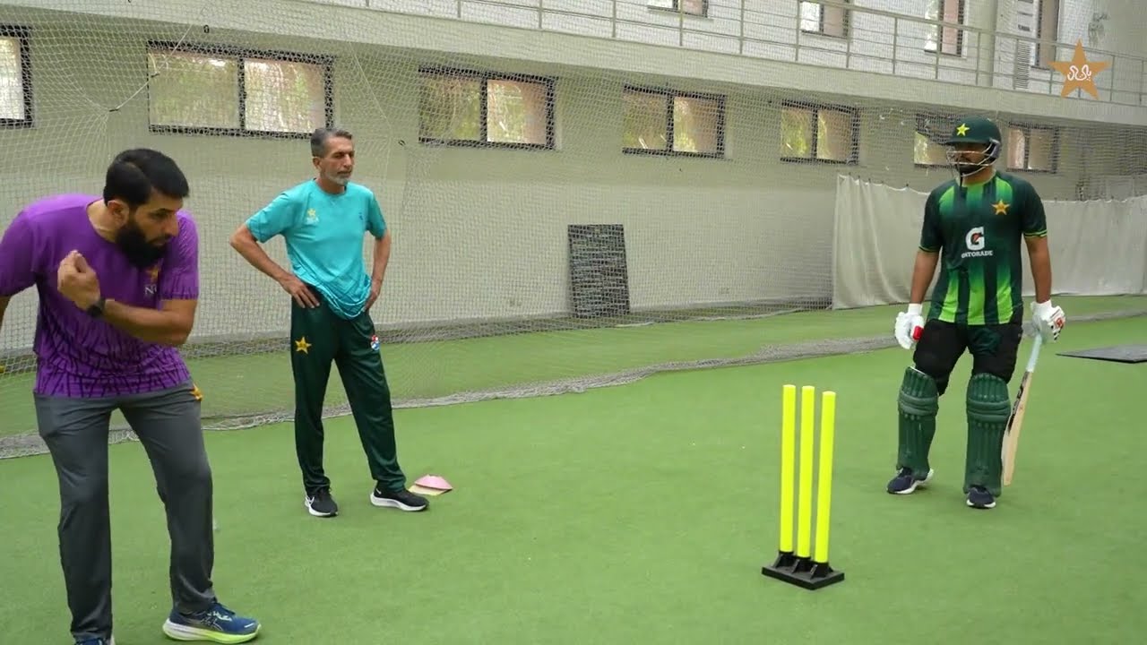 Pakistan players take part in batting, bowling & fielding drills at ongoing NCA White-Ball Camp