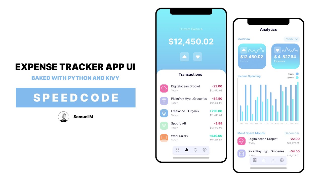 How To Create Finance Tracker App(Speedcode) - Python/Kivy
