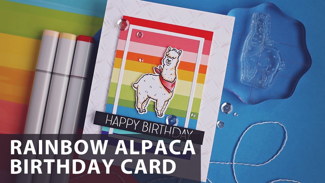 Rainbow Alpaca Birthday Card