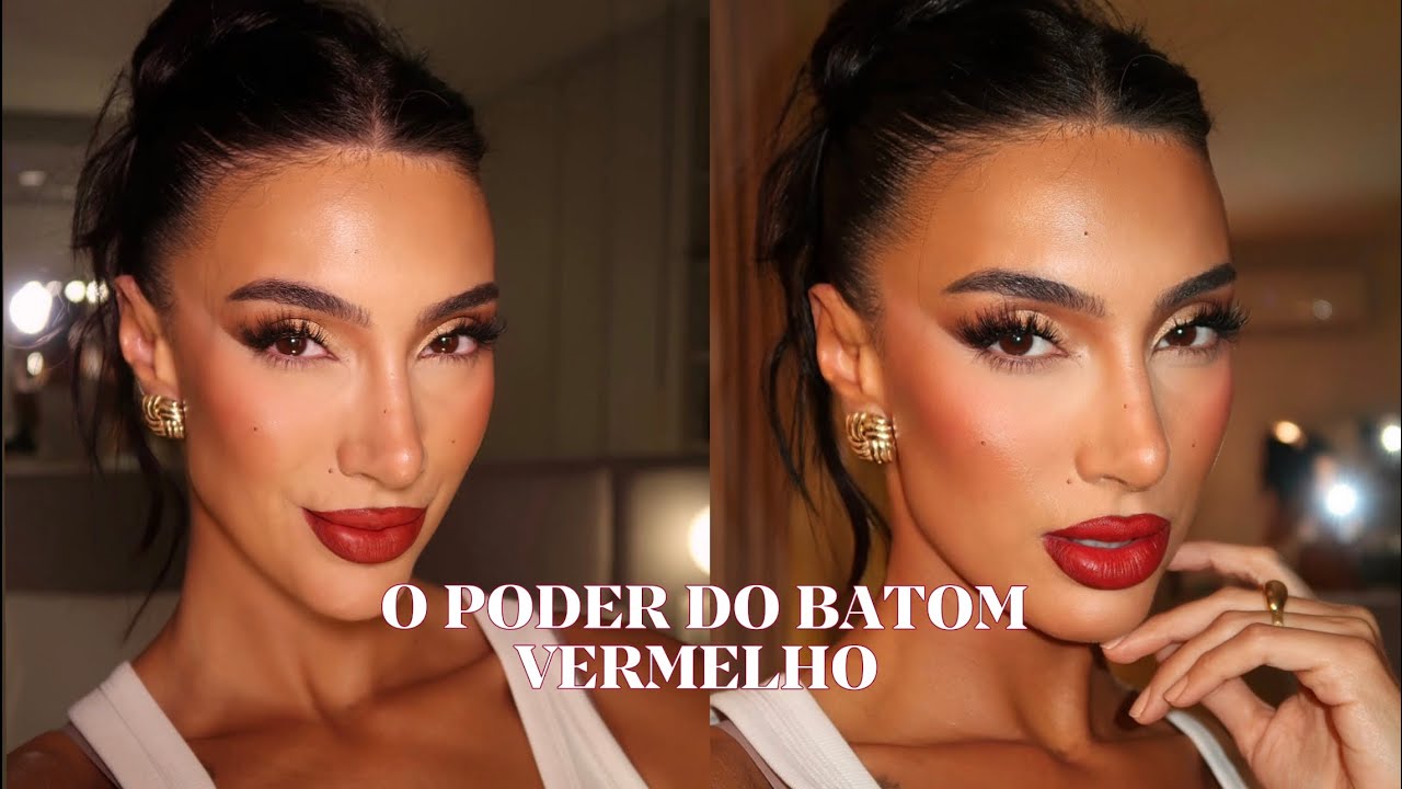 Tutorial penteado + pele iluminada + batom vermelho || GRWM