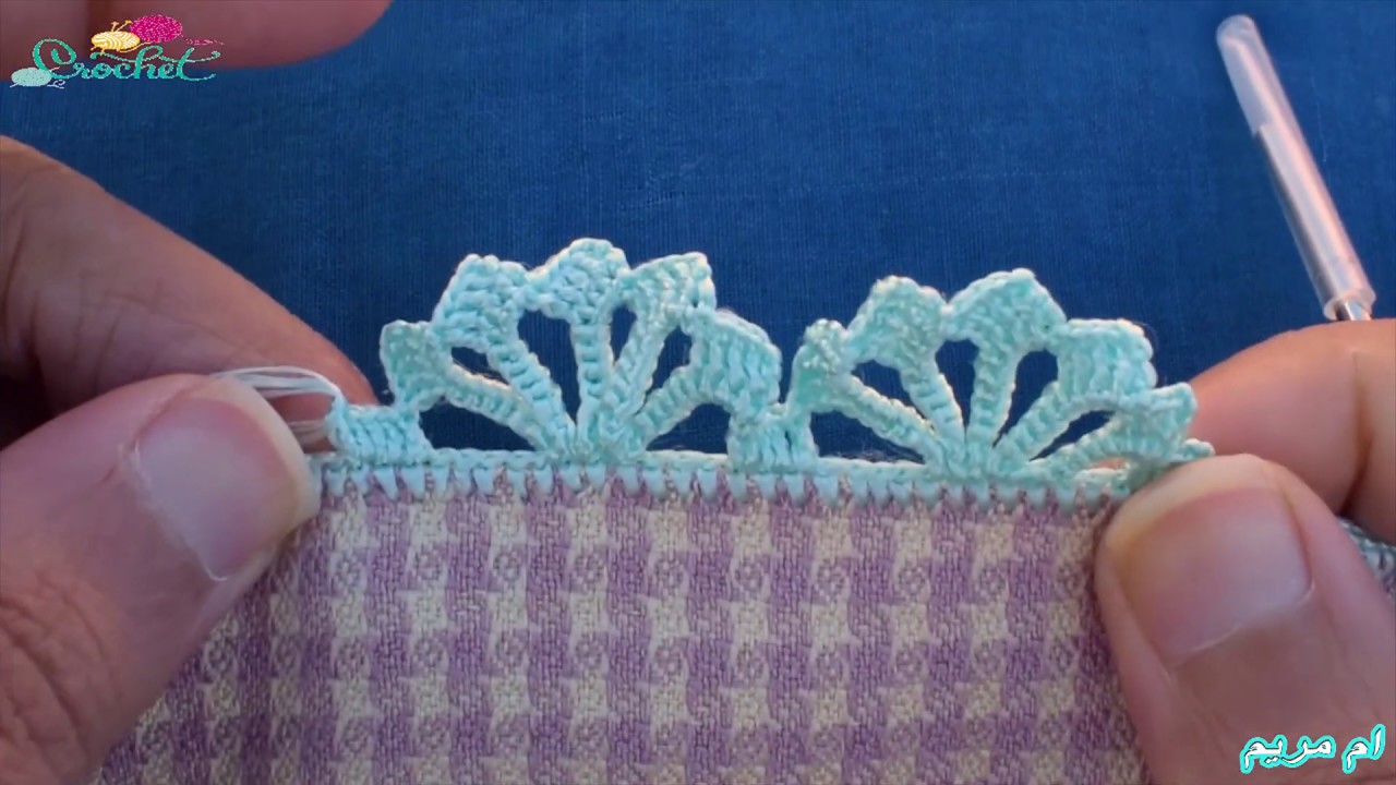 حافة كروشيه (ضرس  سهل بالكروشي لتزيين الجلابة) Bico em croche