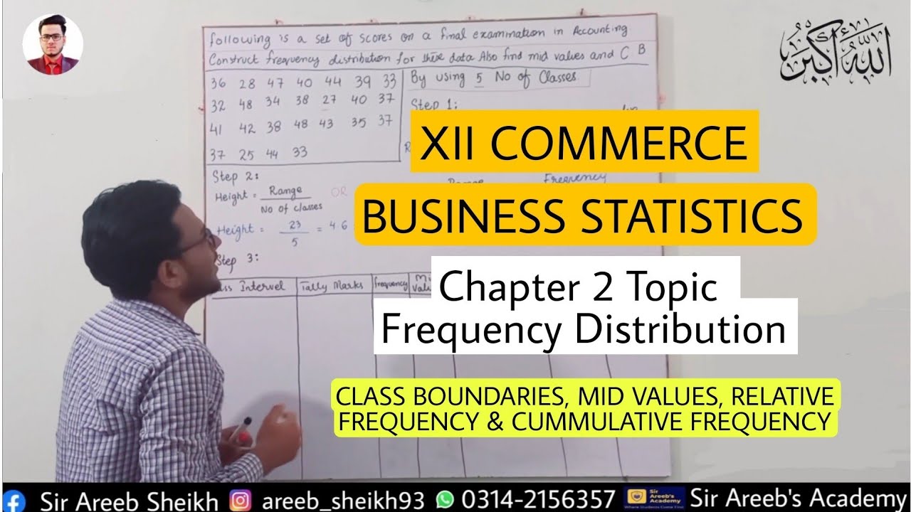XII Statistics Chapter 2 Presentation of Data | Frequency Distribution | Second Year Commerce