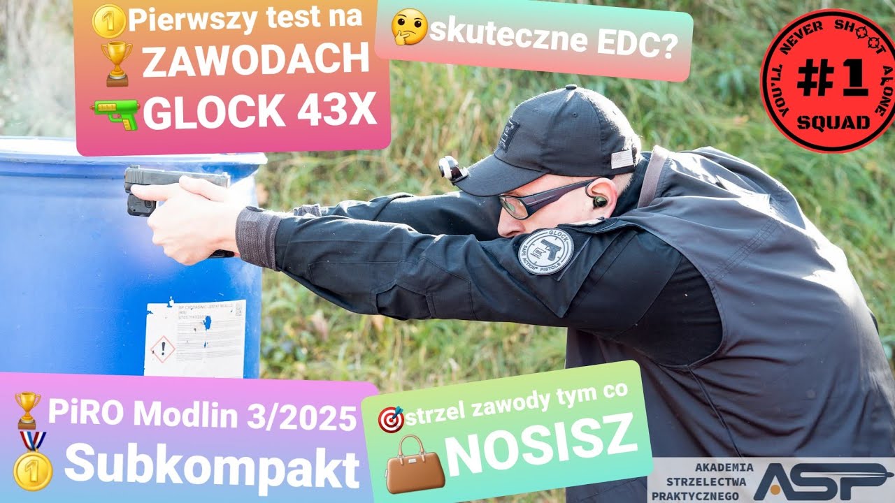 Pierwszy raz z 🔫Glock 43X🏆Zawody PiRO Modlin 3/25 lvl2 🥇Subkompakt 19.10.2025 Testuję EDC