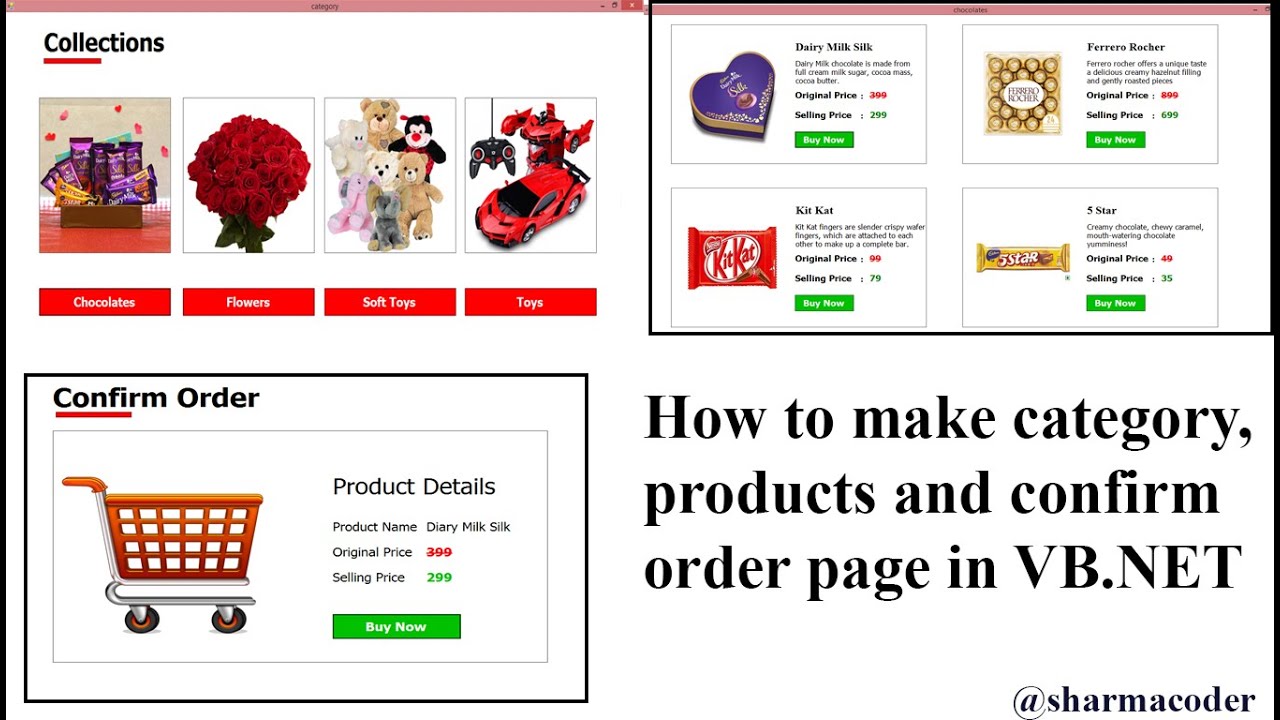 How to make category and  products and confirm order page in VB.NET | GiftShop Project