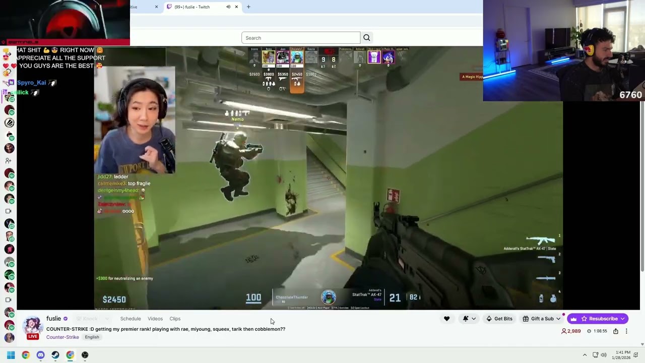MAJOR WINNER MVP Playing CS all day with Fuslie, Valkyrae, Squeex & Miyoung - FULL VOD [2026-01-28]