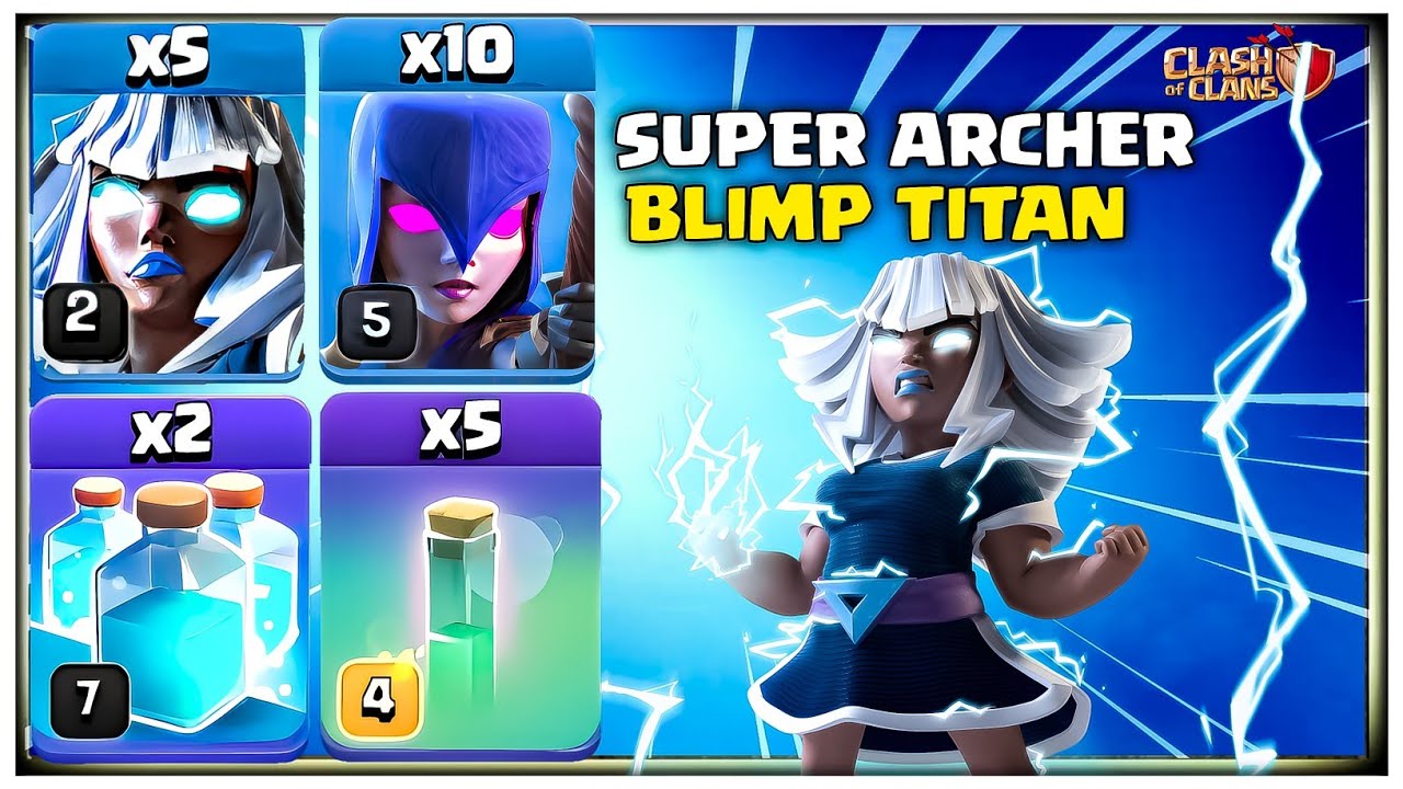 Th14 Titan Attack | Best Th14 Super Archer Blimp Electro Titan Witch Attack | Clash of Clans