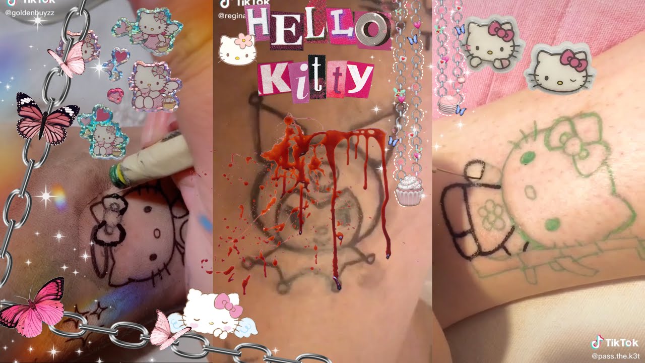 hello kitty stick and poke tiktok compilation
