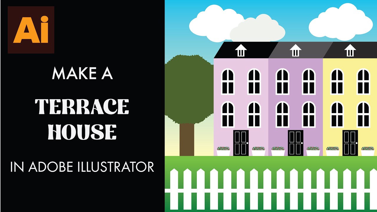 How to make a Terrace House in Adobe Illustrator | BEGINNER TUTORIAL