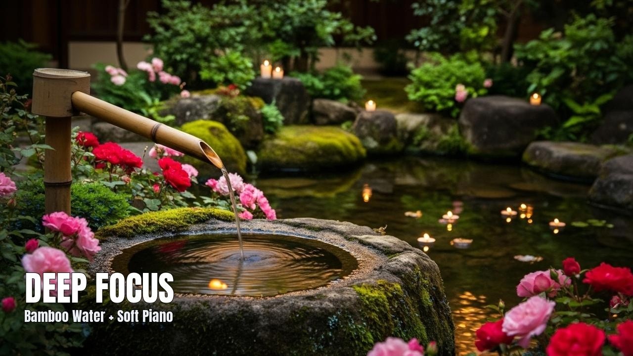 Deep Focus for Work & Study: Bamboo Water + Soft Piano (No Lyrics) • Live Soundscape