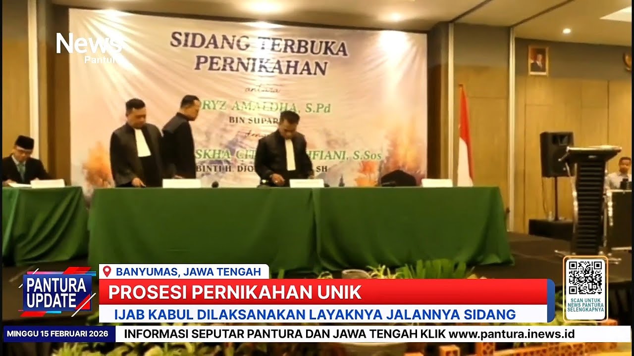 Prosesi ijab Kabul pernikahan di Banyumas unik layaknya sidang di pengadilan negeri 