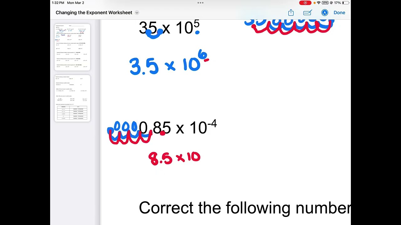 Changing the exponent in scientific notation