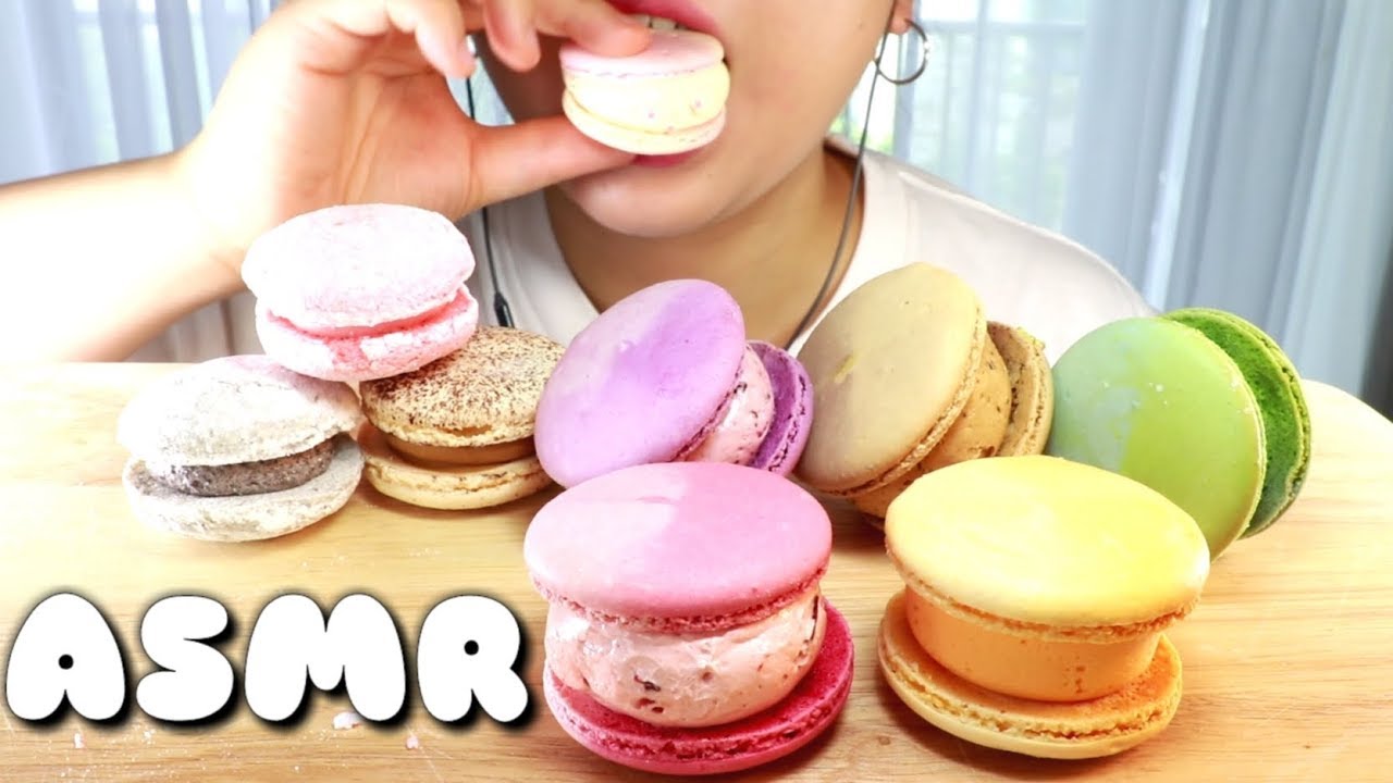 ASMR Macaroon&Dacquoise 뚱카롱&다쿠와즈 리얼사운드 먹방 マカロン&多クワジュ eating sound mukbang