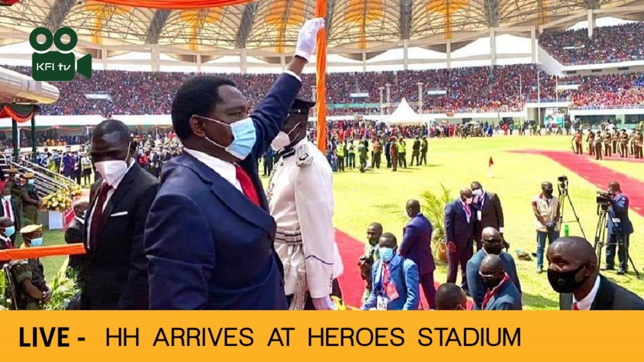 When President Elect HH arrived into Heroes Stadium for Swearing in ceremony - 24/08/2021