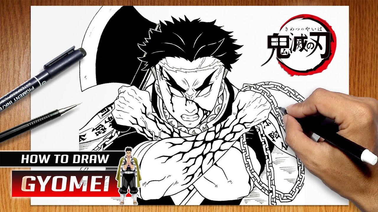 How to draw Gyomei from Kimetsu No Yaiba