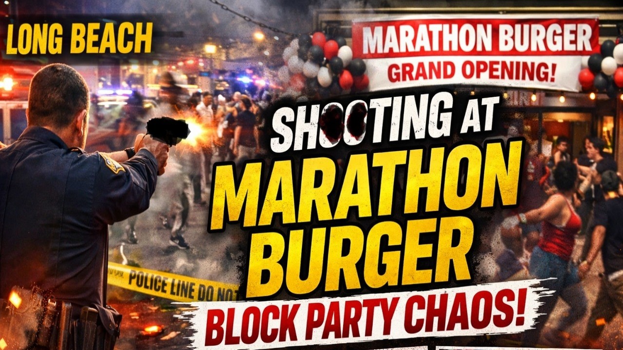 SH00TlNG AT MARATHON BURGER IN LONG BEACH - CRlPS CAUSE CHAOS AT GRAND OPENING (REPLAY)