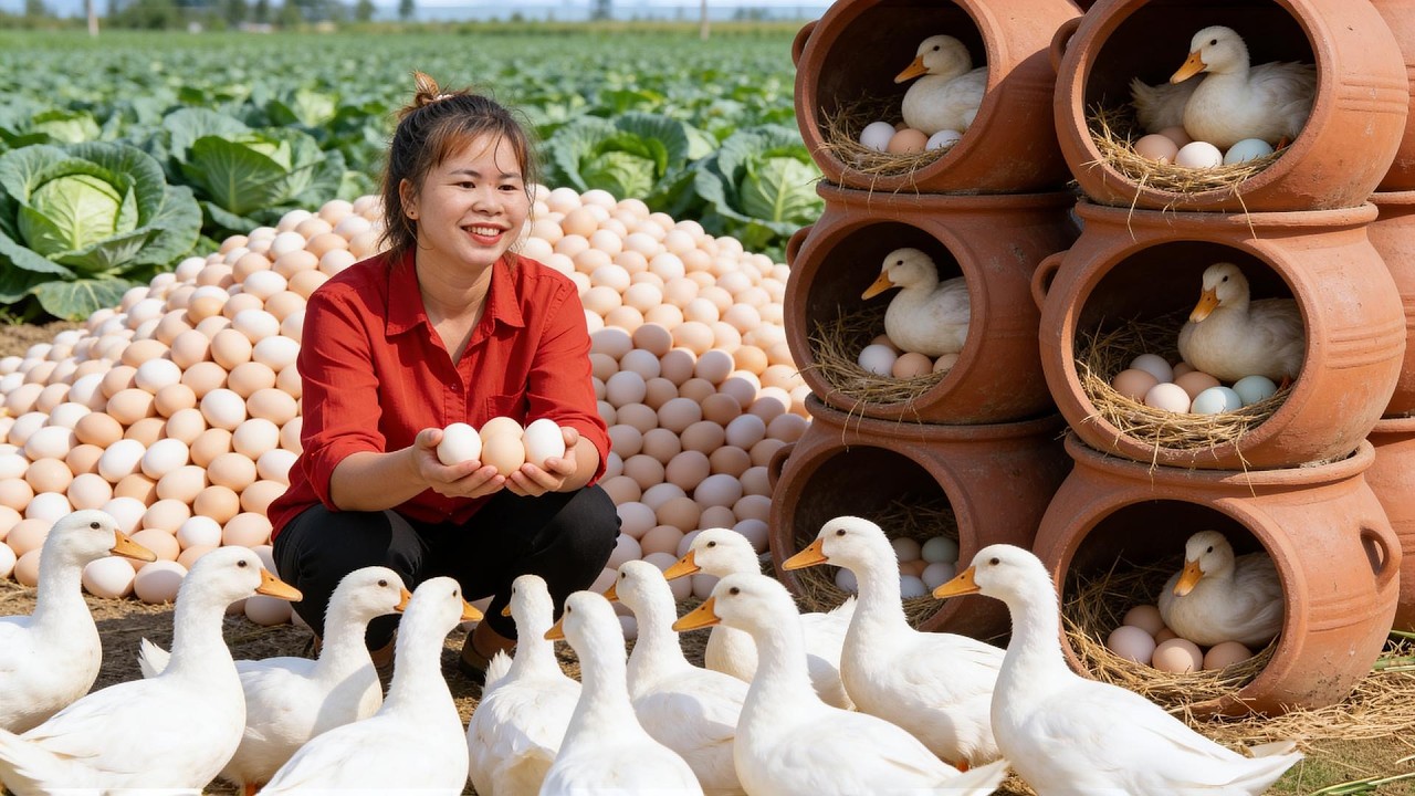 Timelapse - Duck Egg Harvest | Fresh Eggs to Countryside Market | Farm Life