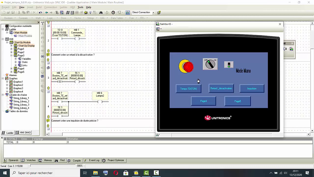 Comment utilser les temporisations TD et TE dans Visilogic de Unitronics