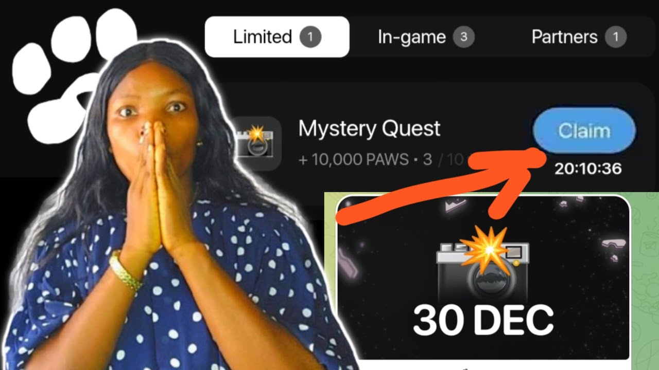 PAWS Airdrop Mystery Quest 30 December Solana Wallet Connect
