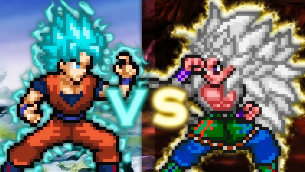 {Sprite Move Fight} Goku(super) ssj  Blue  Vs Goku(AF) ssj 5  (Canon)