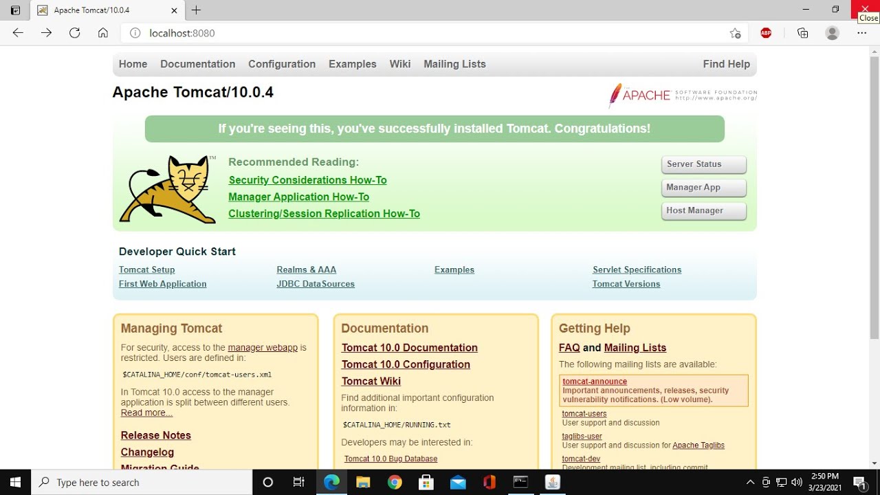 Сервер Apache Tomcat 10 на Windows 10/11 | Полная установка | #Apache Tomcat 10 #CATALINA_HOME