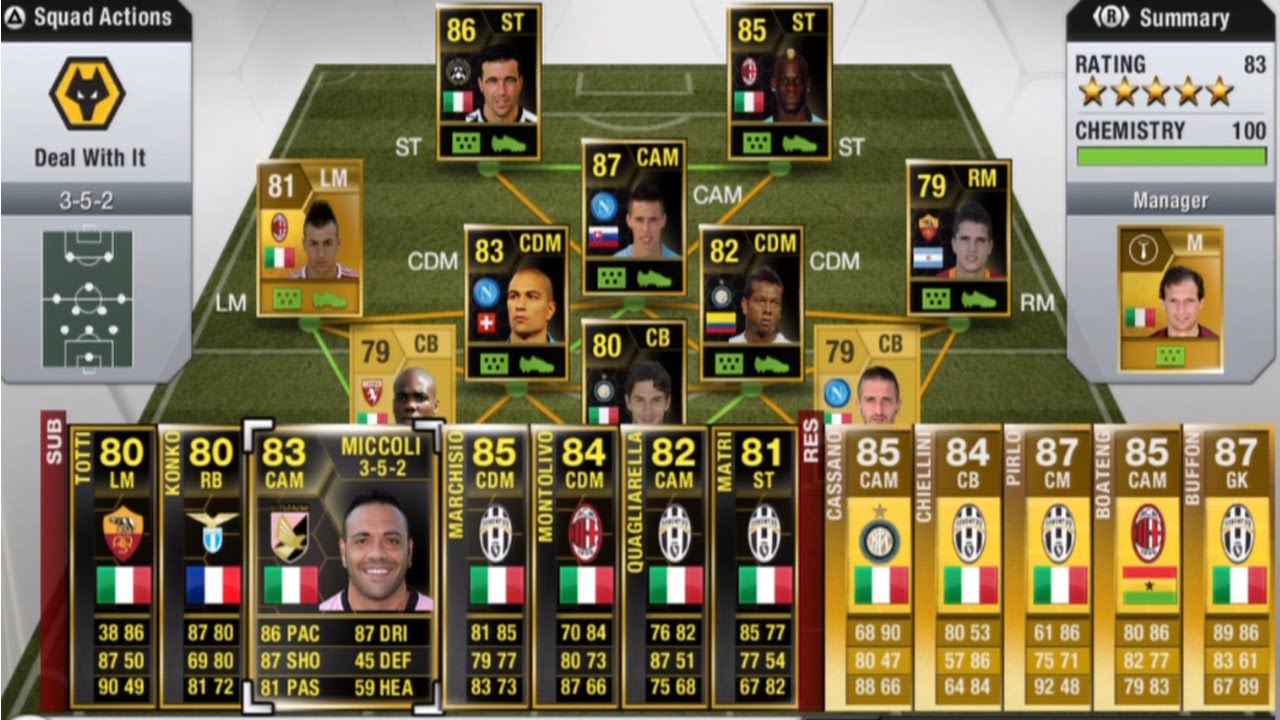 FIFA 13 1,000,000+ Coin Serie A Squad Builder Ultimate Team