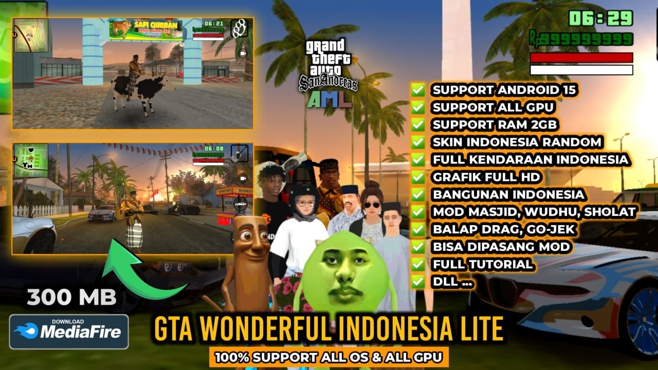 GTA SA Android Modpack Wonderful Indonesia Lite Mix | Support OS 15 & Semua GPU!