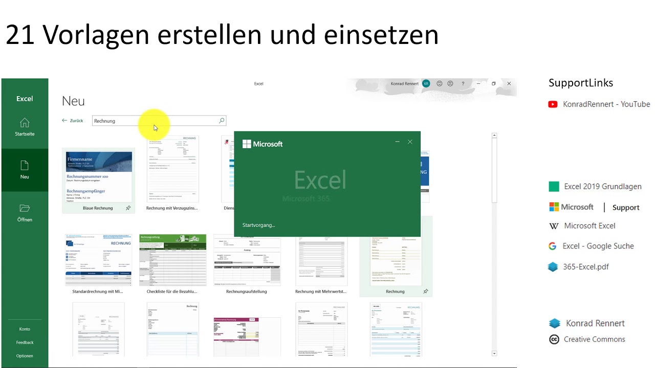 KonradRennert365 - Excel: Vorlagen erstellen und einsetzen